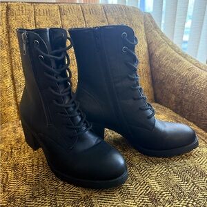 Sun + Stone Black Lace-Up Boots for Women